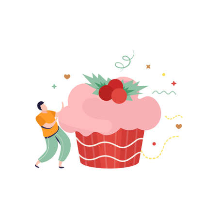 Happy Winter Cake Compositionのイラスト素材