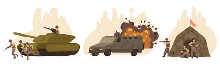 Flat Isolated War Icon Setのイラスト素材