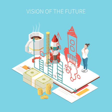 Entrepreneur Isometric Conceptのイラスト素材