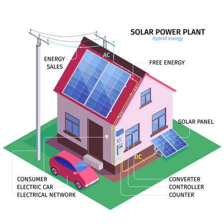 Solar Energy Isometric Infographics Illustrationのイラスト素材