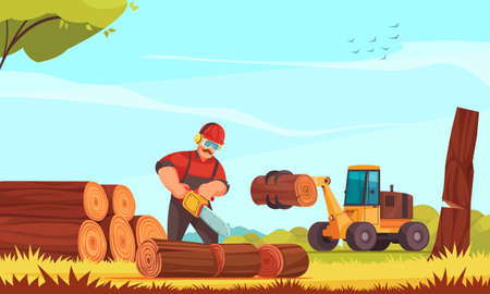 Lumberjack Cartoon Compositionのイラスト素材