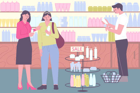 Cosmetic Shop Flat Compositionのイラスト素材