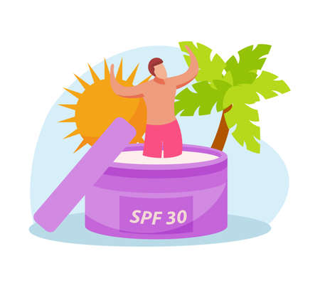 Flat Sunscreen Icon illustrationのイラスト素材