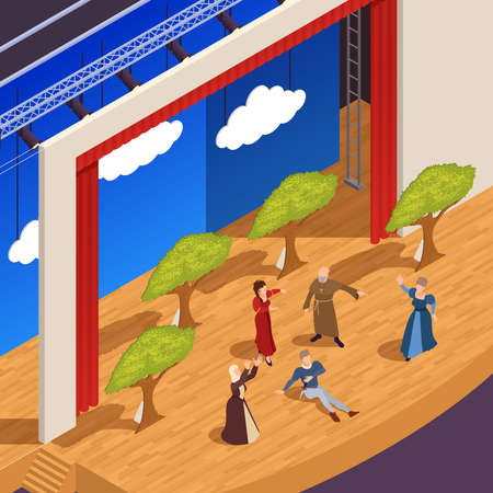 Theatre Isometric Backgroundのイラスト素材