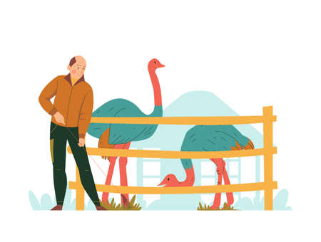 Zoo Keeper Flat Illustrationのイラスト素材