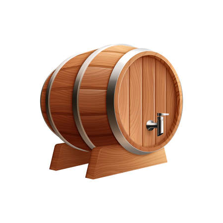 Realistic Wooden Barrel illustrationのイラスト素材
