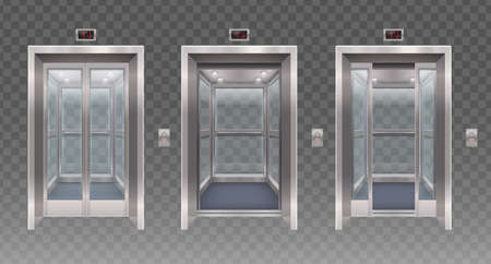 Metal Elevator Doors Setのイラスト素材