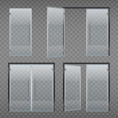 Glass Doors Realistic Setのイラスト素材