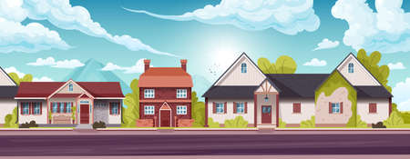 Horizontal Suburban House Illustrationのイラスト素材