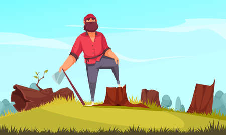 Lumberjack Background Cartoonのイラスト素材