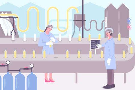 Cosmetics Factory Production Compositionのイラスト素材