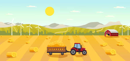 Farming Countryside Landscape Compositionのイラスト素材