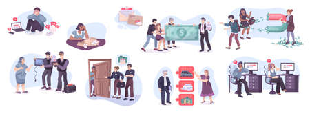 Bank Flat Compositions Setのイラスト素材