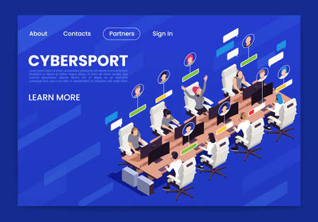 Cyber Sport Isometric Page Designのイラスト素材