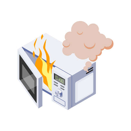 Burning Microwave Illustrationのイラスト素材