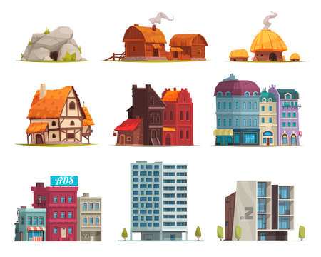 Architectural Housing Evolution Setのイラスト素材