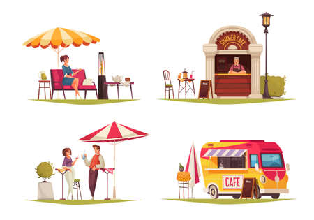 Street Cafe Concept Compositionsのイラスト素材