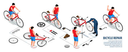 bBicycle Repair Isometric Infographicsのイラスト素材