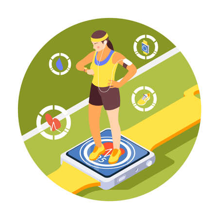 Jogging Isometric Compositionのイラスト素材