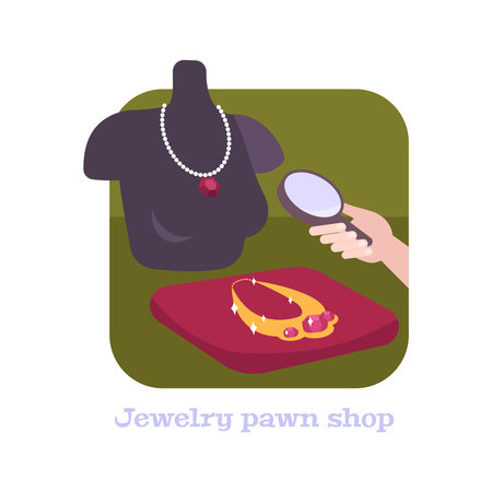 Pawnshop Flat Compositionのイラスト素材