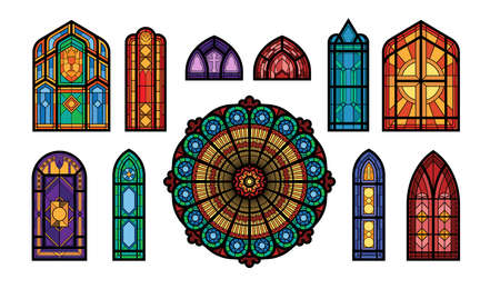 Church Windows Mosaic Setのイラスト素材