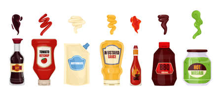 Sauce Bottles Realistic Compositionのイラスト素材