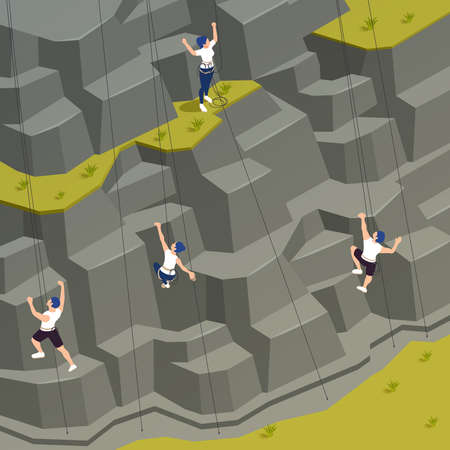 Sport Climbing Isometric Compositionのイラスト素材