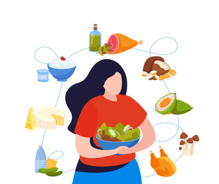 Ketogenic Diet Woman Compositionのイラスト素材