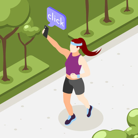 Selfie Day Colored Isometric Backgroundのイラスト素材