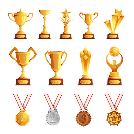 Cups Medals Trophies Setのイラスト素材