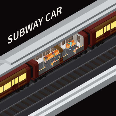 Subway Underground Car Isometric Viewのイラスト素材