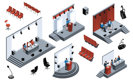 Conference Hall Icon Setのイラスト素材