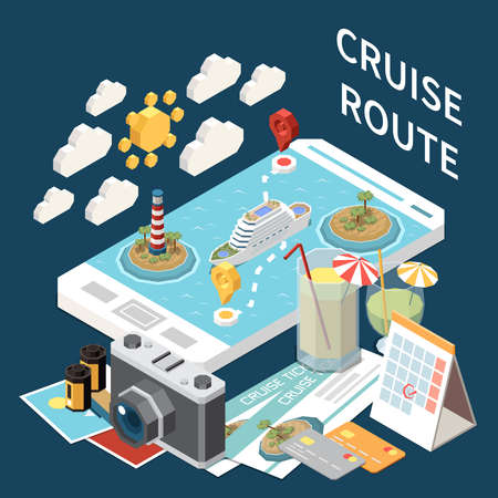 Sea Cruise Isometric Conceptのイラスト素材