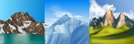 Realistic Mountains Design Conceptのイラスト素材
