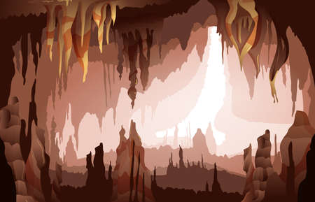 Stalactites Stalagmites Cave Interior Viewのイラスト素材