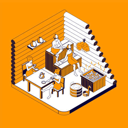 Sauna Isometric Compositionのイラスト素材