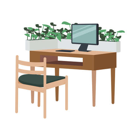 Contemporary Workspace Flat Compositionのイラスト素材