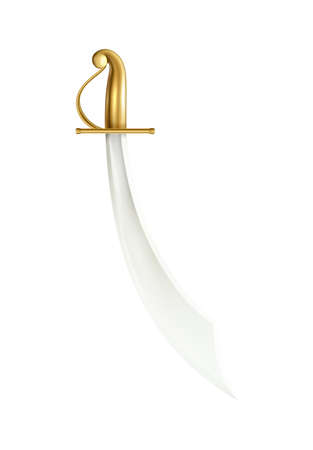 Realistic Curved Sword Compositionのイラスト素材