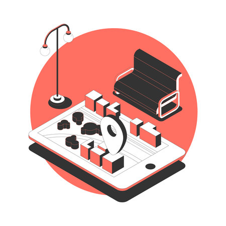 Car Tablet Navigator Compositionのイラスト素材