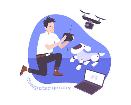 Young Computer Genius Compositionのイラスト素材