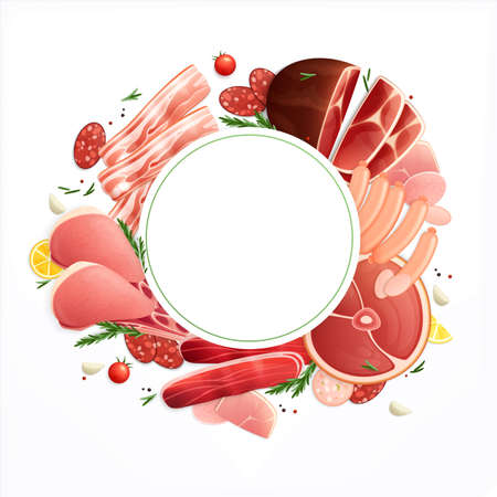 Meat Products Appetizing Backgroundのイラスト素材