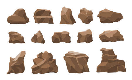 Brown Rocks Realistic Setのイラスト素材