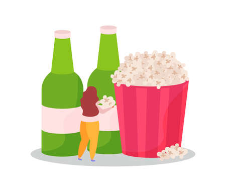 Beer And Popcorn Compositionのイラスト素材