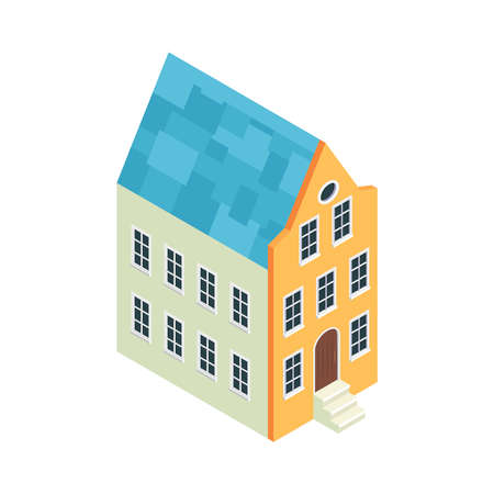 Isometric Vintage House Compositionのイラスト素材