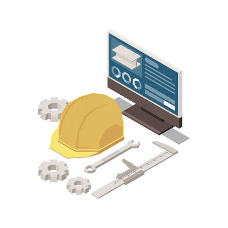 Engineering Education Isometric Compositionのイラスト素材