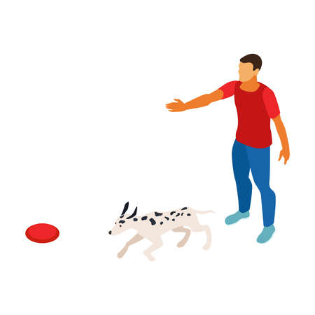 Dog Command Isometric Compositionのイラスト素材