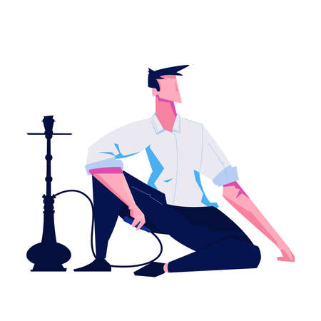 Hookah Smoker Flat Composition