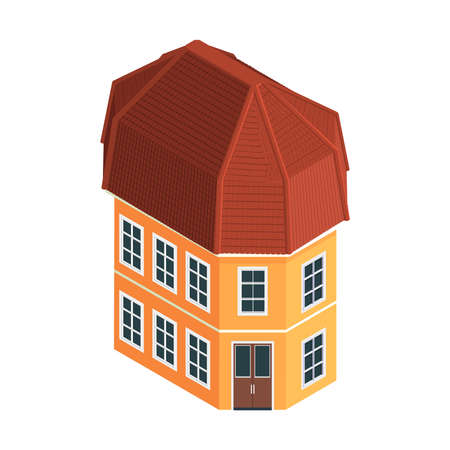 Vintage House Isometric Compositionのイラスト素材