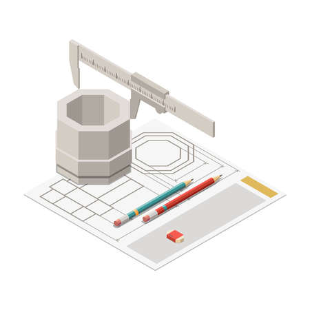Measuring Part Isometric Compositionのイラスト素材