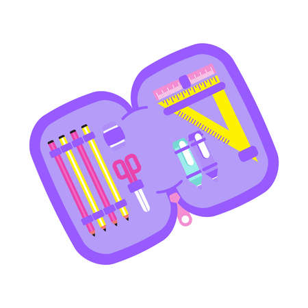Stationery Box School Compositionのイラスト素材
